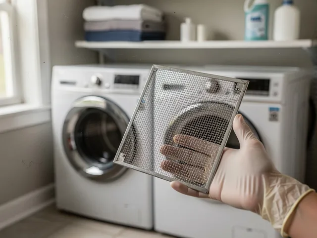 Seekonk Dryer Vent Cleaning specialist performing detailed lint trap cleaning service in Seekonk