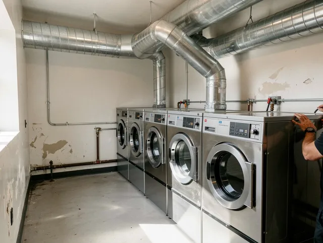 Seekonk Dryer Vent Cleaning team performing large-scale commercial dryer vent cleaning in Seekonk
