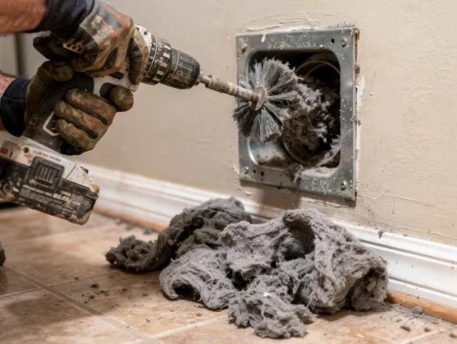 Certified Seekonk Dryer Vent Cleaning technician performing dryer vent cleaning in Seekonk